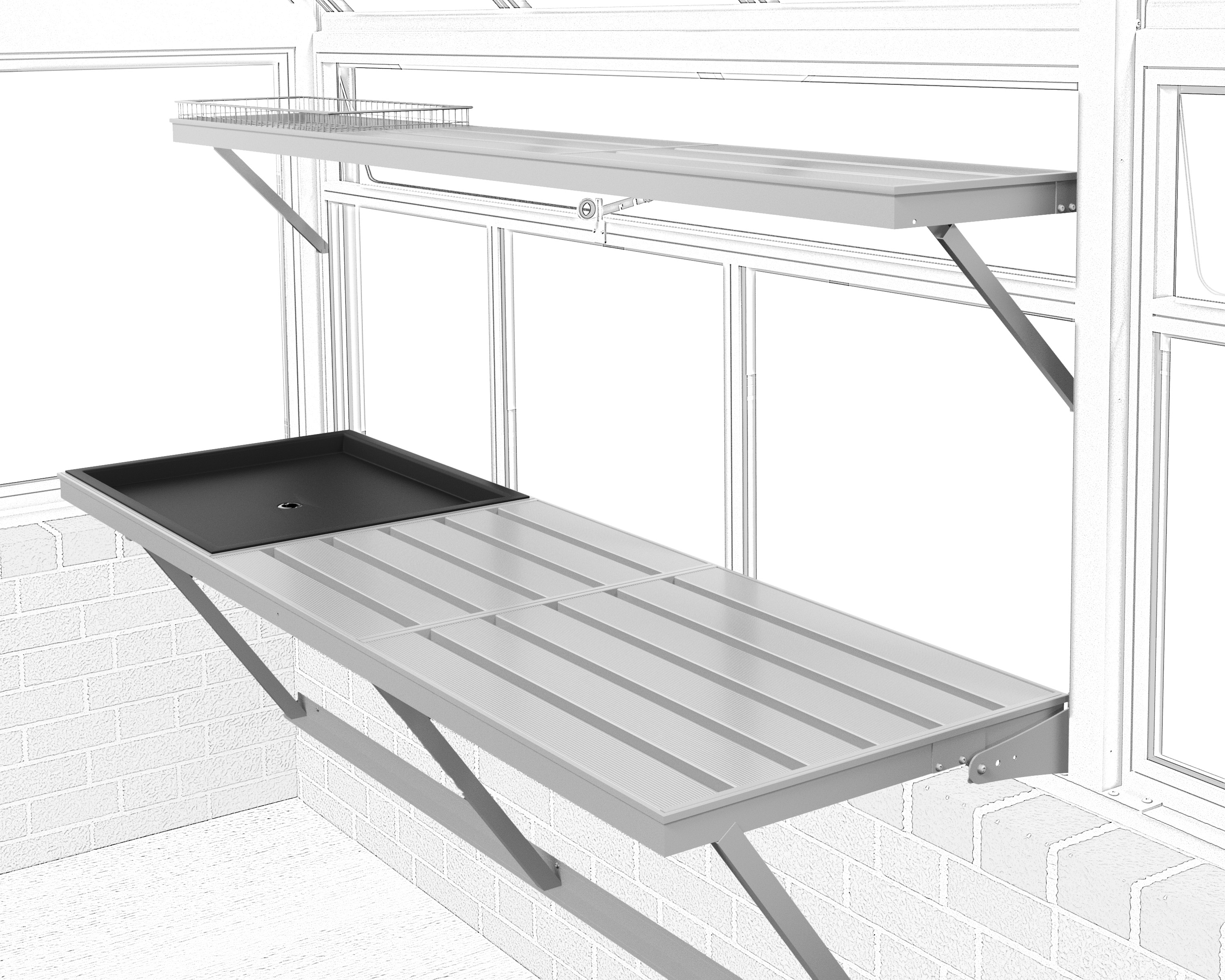 Greenhouse Interior with Tray