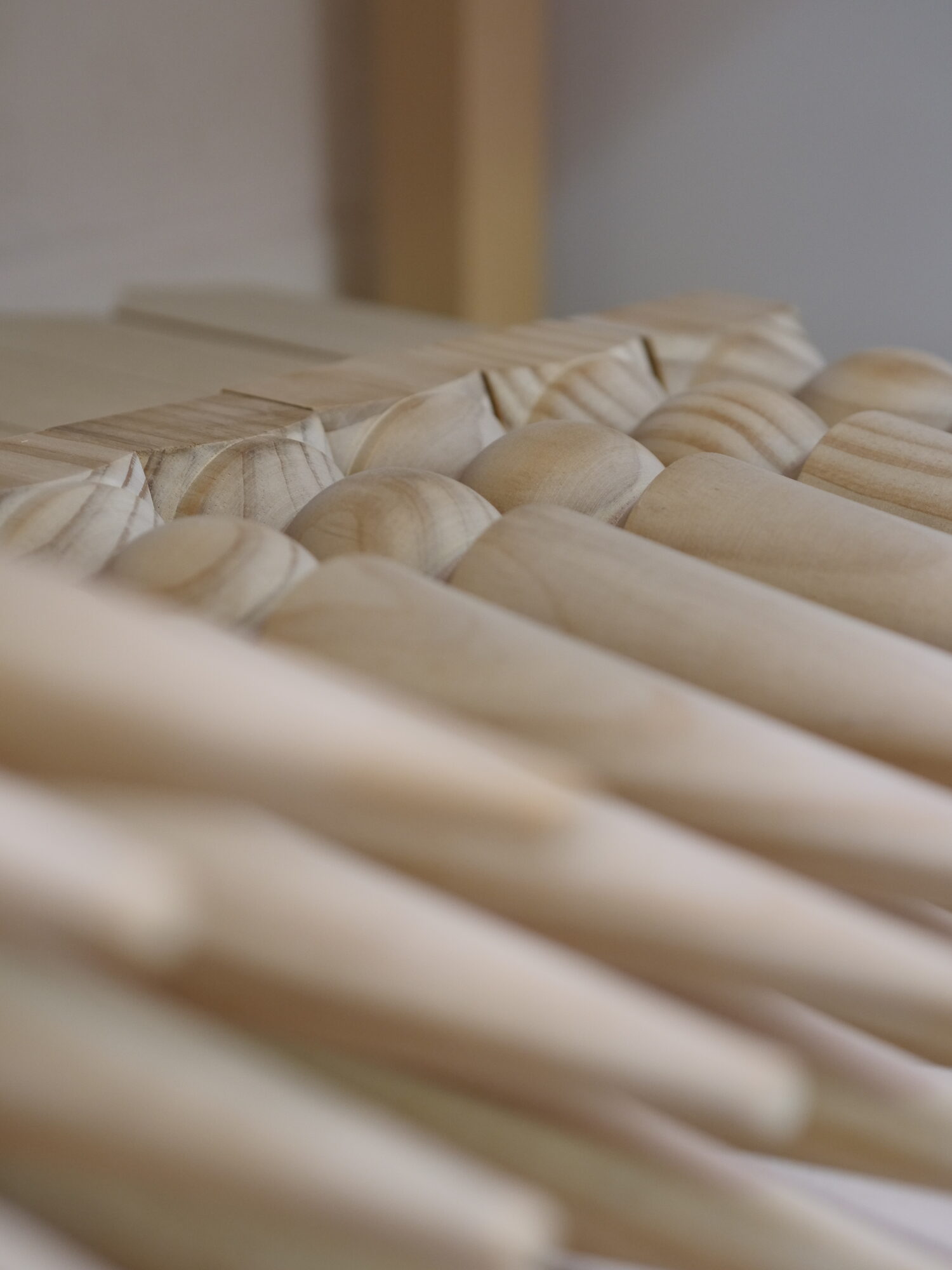 Hand-turned Accoya finials natural uncoated