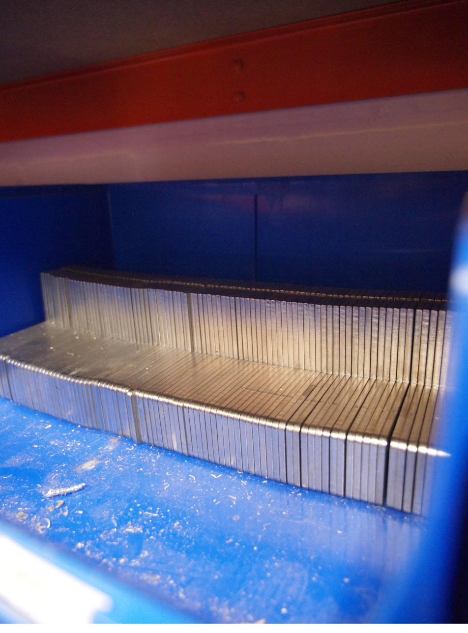 Mid portal stainless steel fishplates in blue bin