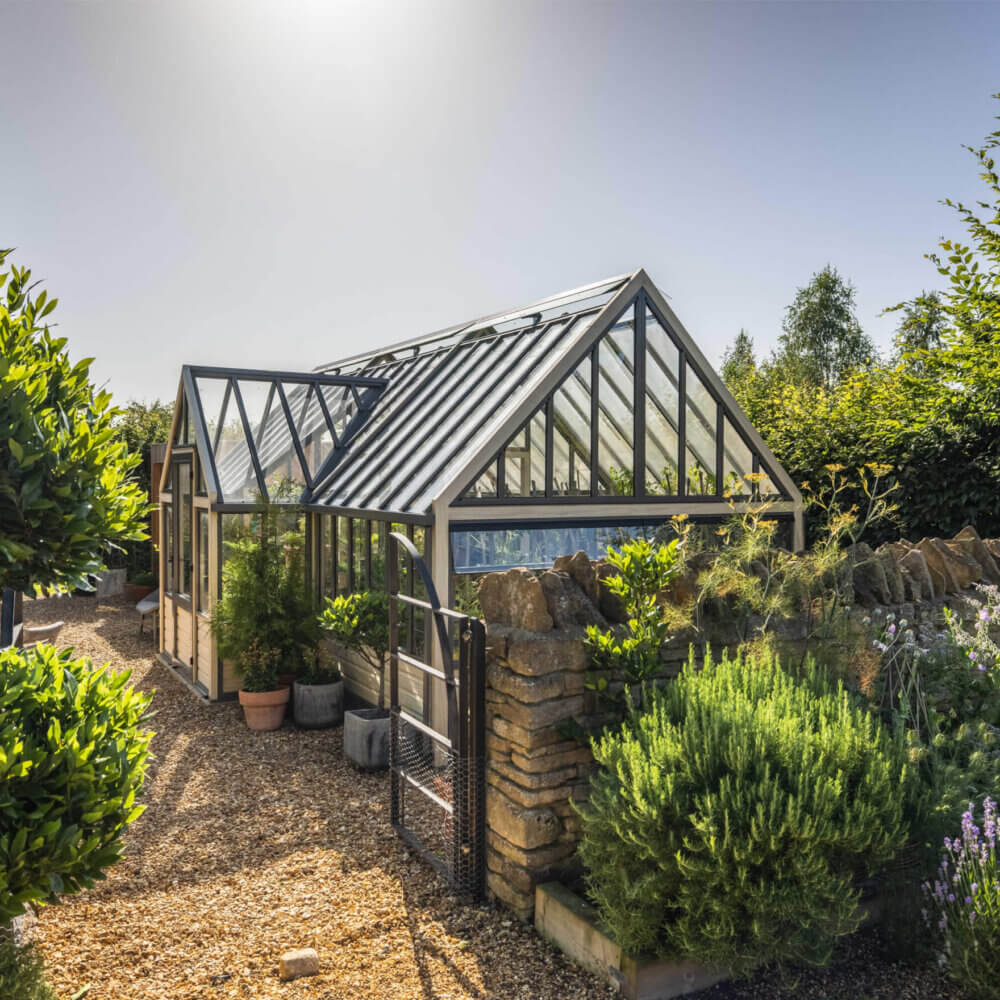 accoya wooden greenhouse with porch