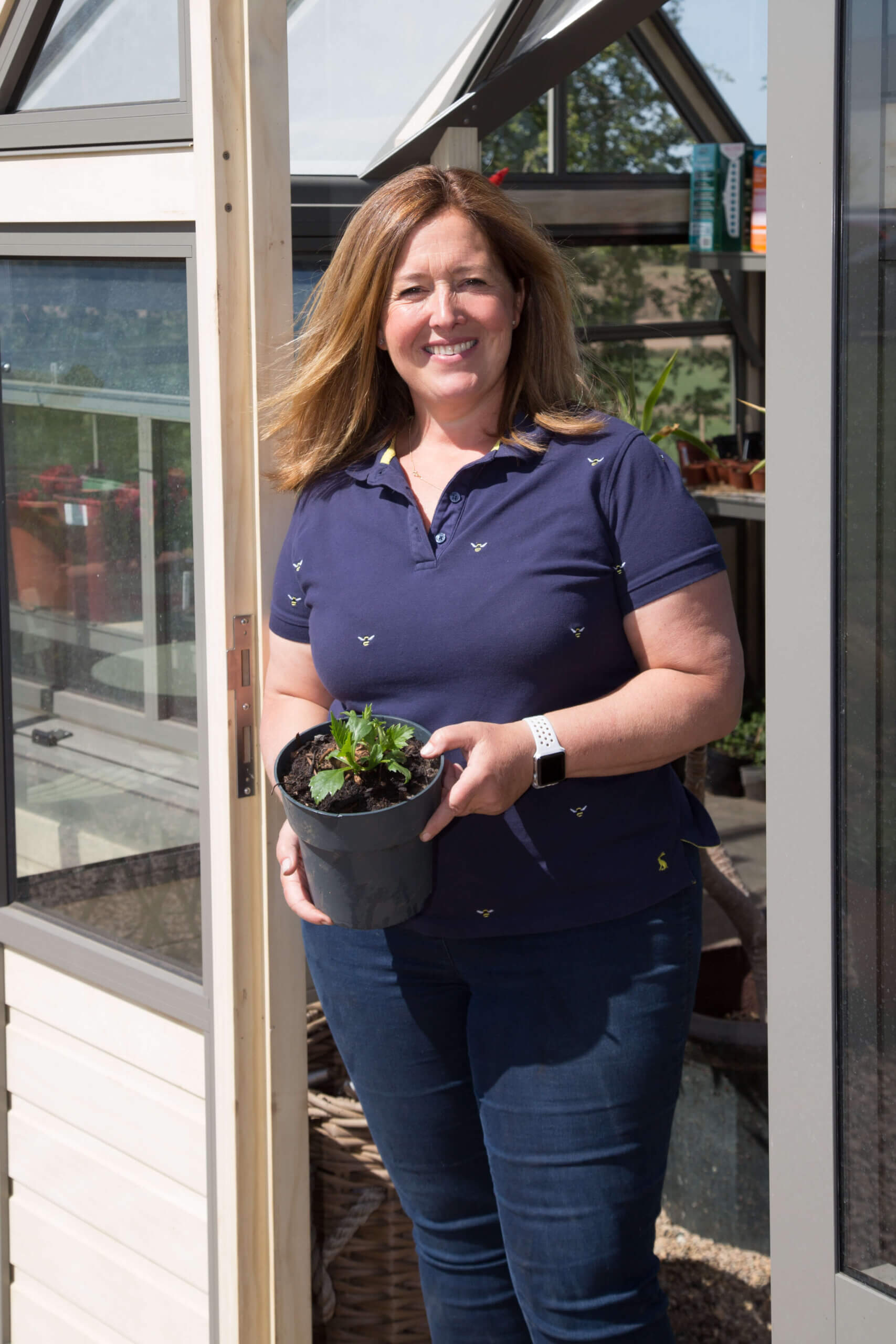 customer inside the greenhouse