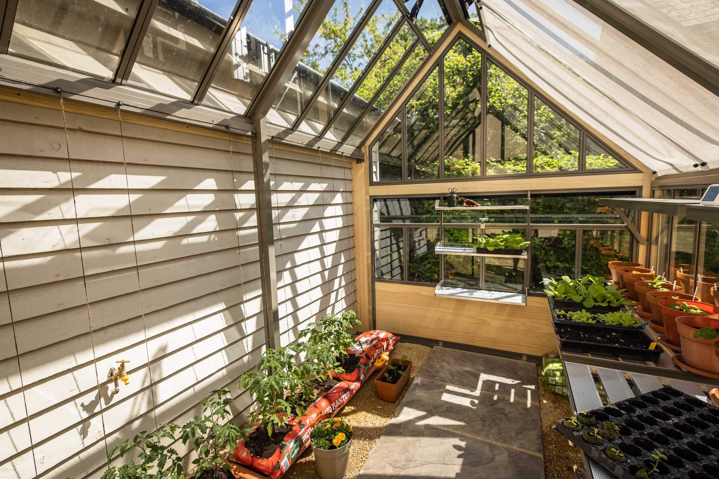 Greenhouse against wall