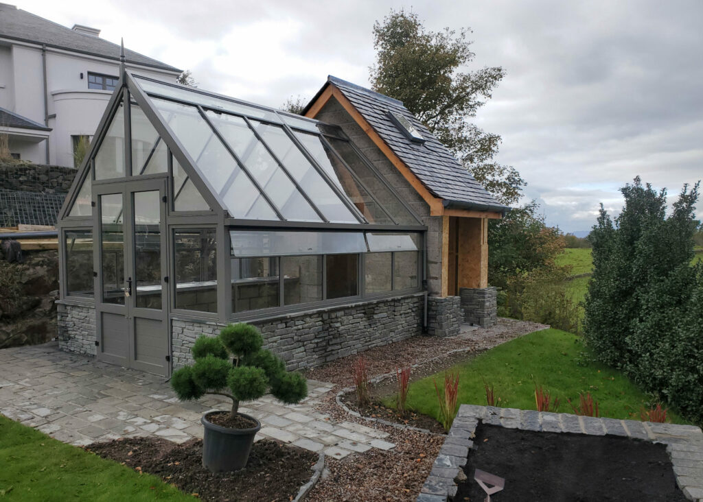 Greenhouse with a potting shed at the end